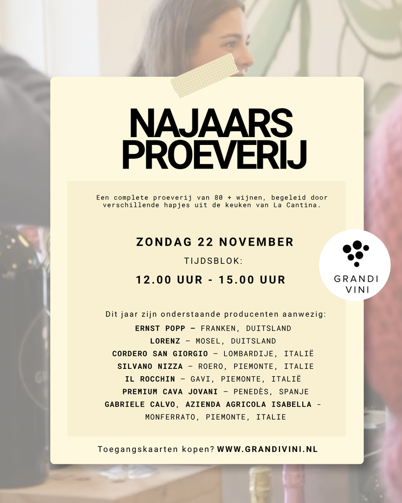 Toegangskaart 12.00-15.00 Najaarsproeverij La Cantina 22 november